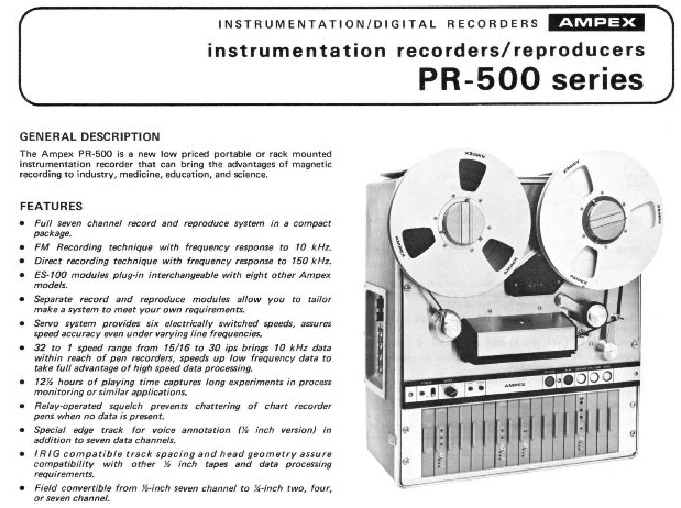 Ampex PR-500 data recorder