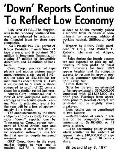 Billboard MAy 1971 Craig Corp