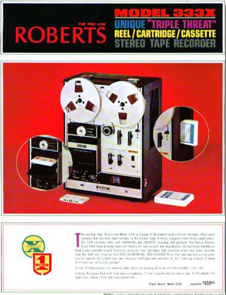 Roberts 333X the plays reel to reel, cassette and 8-Track tapes in one recorder in the Museum of magnetic Sound Recording