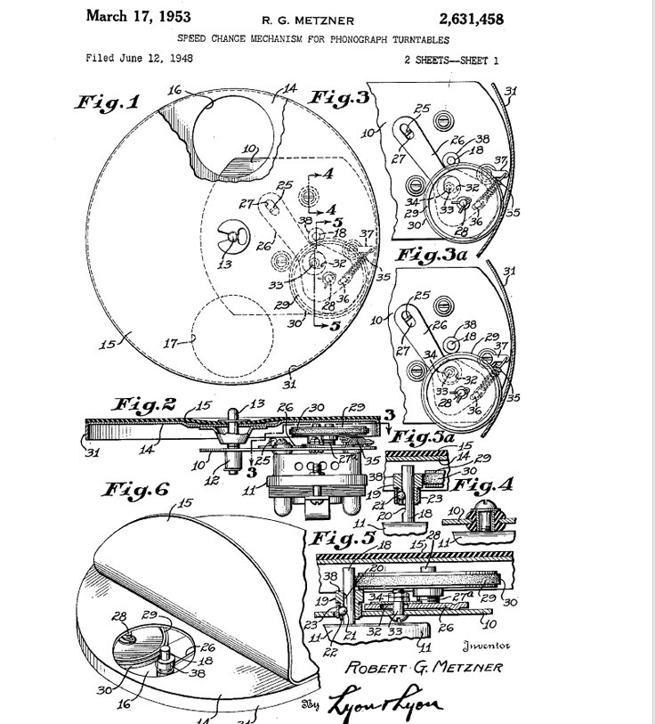 Turntable varible speed control patented by Robert G. Metzner