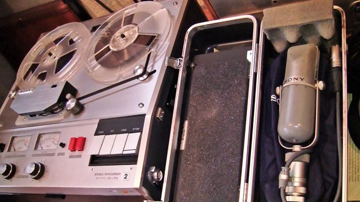 Sony 772 Pro reel tape recorder and the Sony C37P microphone in Phantom Productions' vintage recording collection