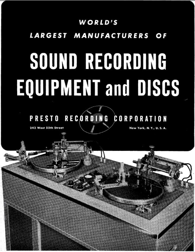 Presto ads from 1942 in the Museum of Magnetic Sound Recording