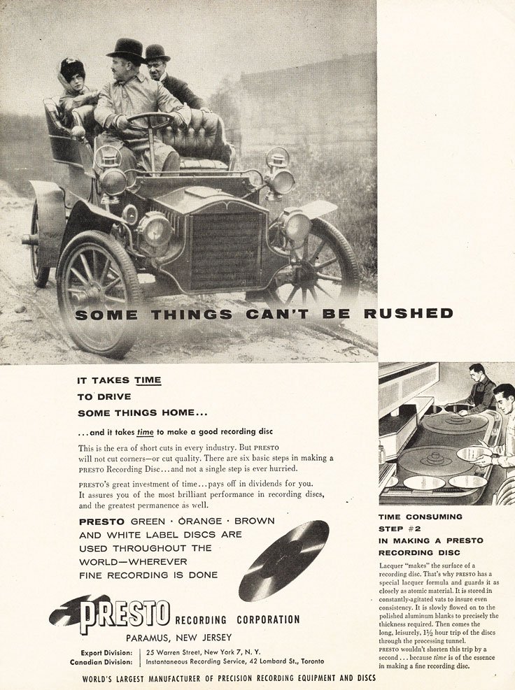 Presto ads from 1955 in the Museum of Magnetic Sound Recording