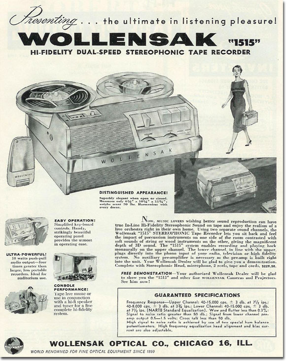   1958 Wollensak tape recorder ad