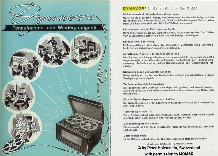 Early ad for the Studer Revox T-26 Dynavox with permission © by Peter Holenstein, Switzerland