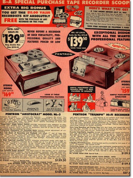 picture of recorders in the 1961 Burstein Applebee catalog