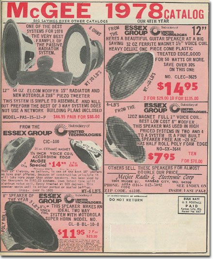 picture of cover of 1978 McGee Radio catalog