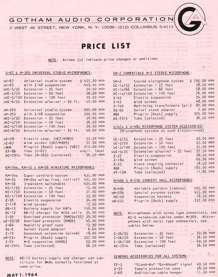 Gothan Audio price list and brochure