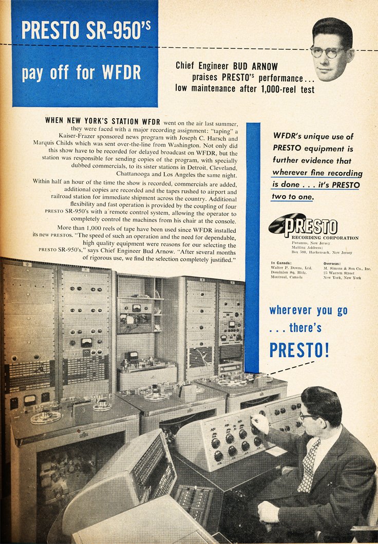 Presto ads from 1951 in the Museum of Magnetic Sound Recording