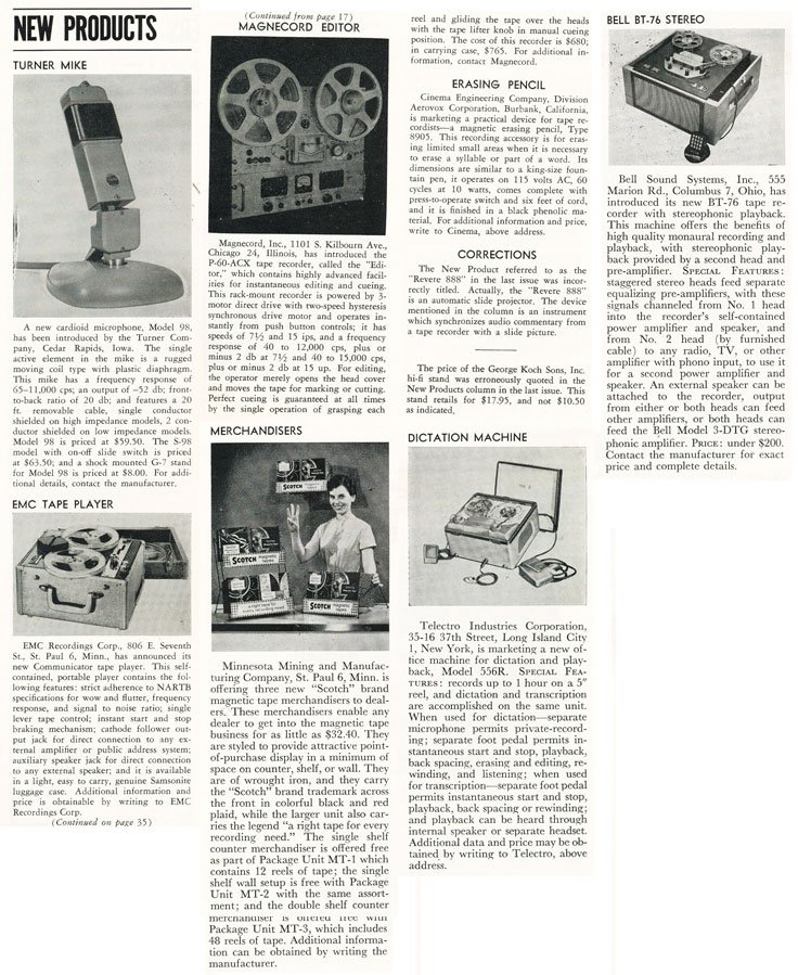 1956 listing of newly released recording products in   Reel2ReelTexas.com's vintage recording collection