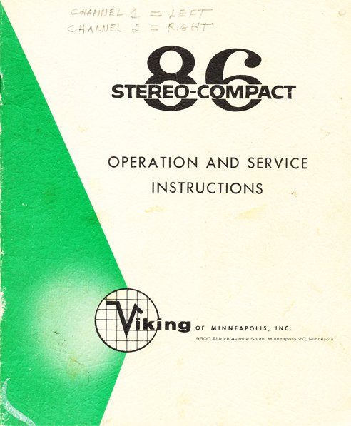 Viking 86 Manual in Reel2ReelTexas.com vintage tape recorder collection